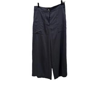 Women’s Club Monaco‎ Wide Leg Pants Black Size 6 Cupro Linen Blend  (inseam 23”)